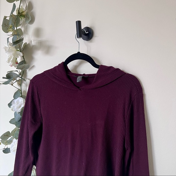 Forever 21 Long Sleeve Ribbed Crop Hoodie - Picture 2 of 8